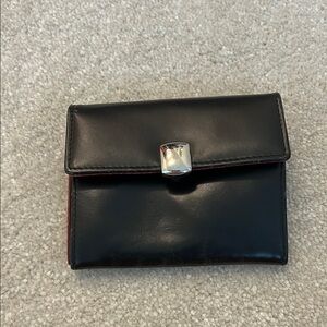 Black and Maroon Leather Wallet/Card holder with Silver Clasp